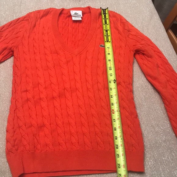 Lacoste 40 Orange V-neck sweater or size 8 - Picture 6 of 9